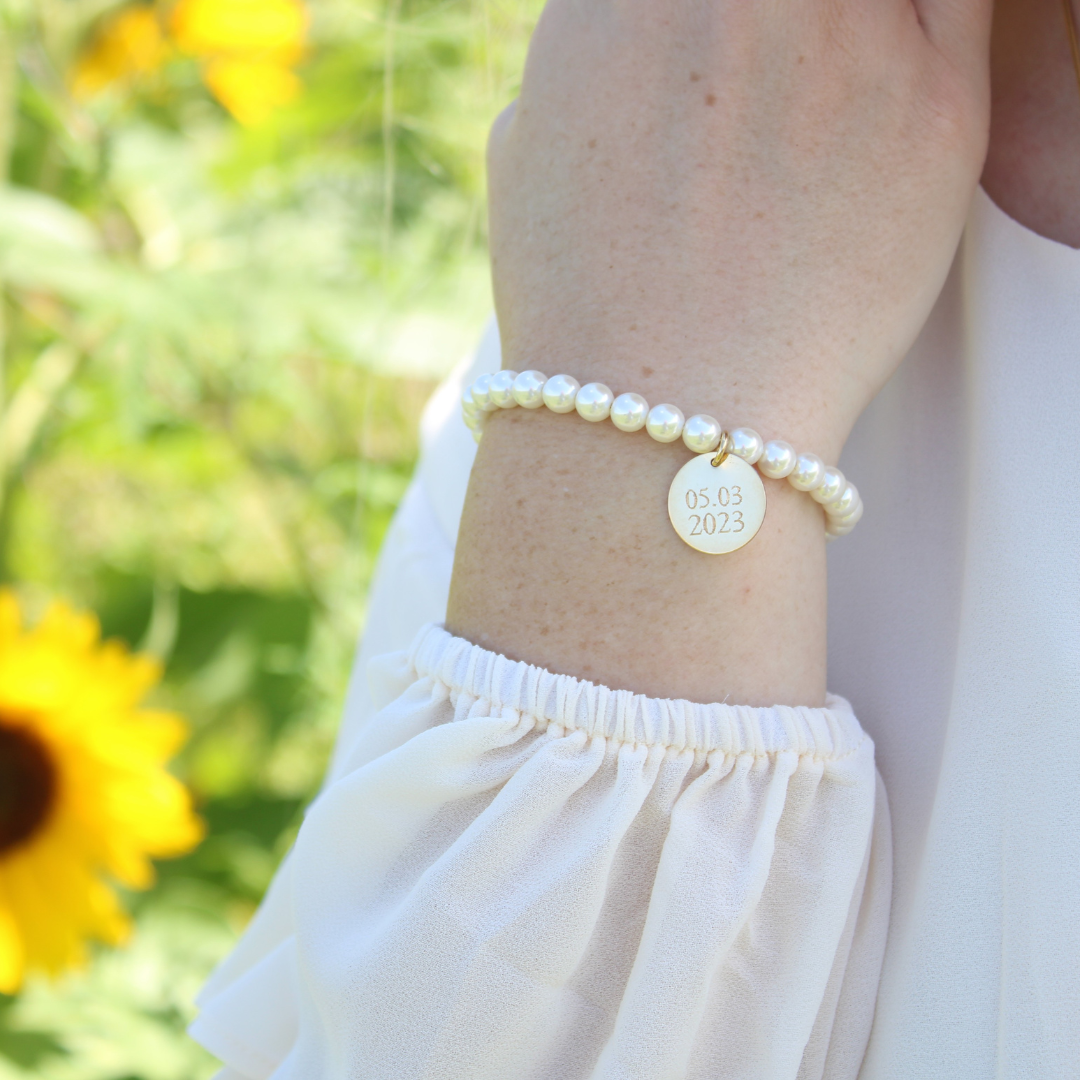 Bridal Jewelry Bridal Bracelet Pearl Bracelet Customizable Engraving Stelladora